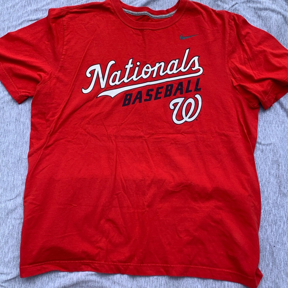 Red Nike 'Washington Nationals Baseball' shirt
